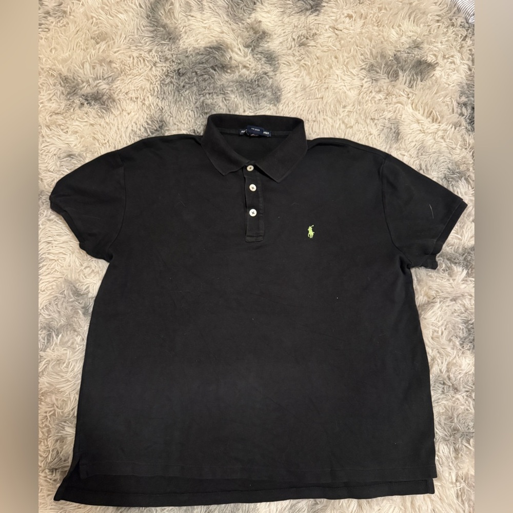 Ralph Lauren Black Polo Shirt with Green Logo
